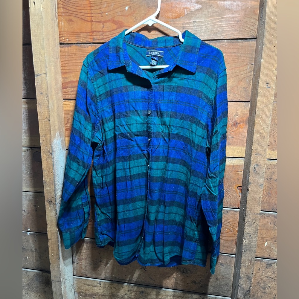 EUC Lands End flannel button up